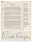 Ronald Reagan Signed Speech From 1961 Regarding the Threat of Communism & Hollywood Blacklisting -- With University Archives COA